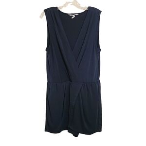 BCBGeneration | Women's Navy Blue Surplice Skorts Romper (Size Medium)